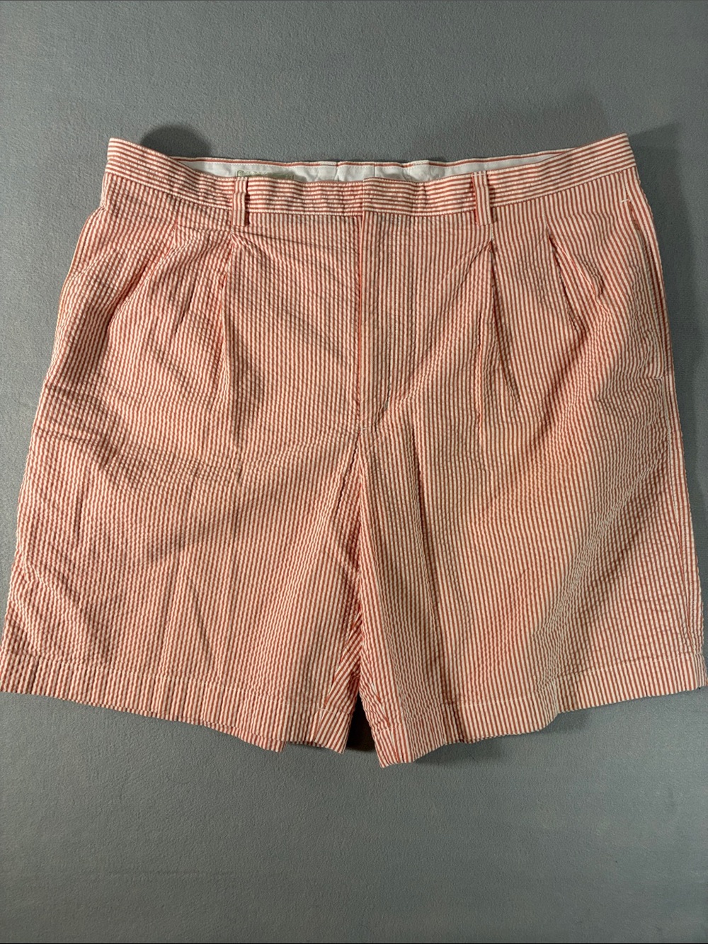 Y2K Cutter & Buck Men's Seersucker Stripe Shorts - Coral Stripe. Men’s size 40